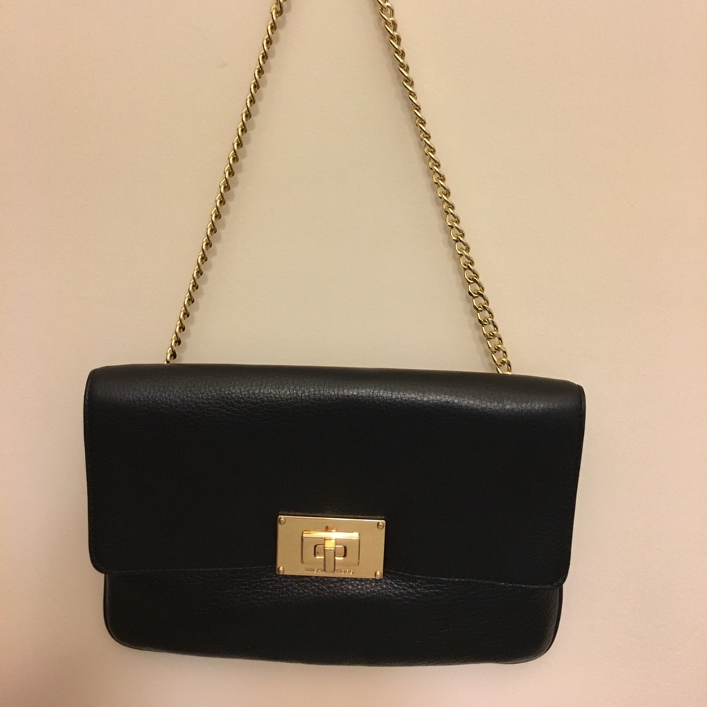 Michael Kors Leather Clutch With Gold Chain Strap